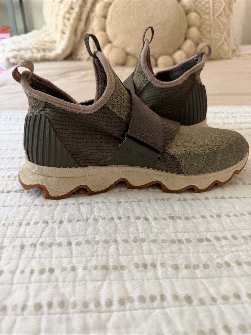 Sorel Olive Green Slip-On Athletic Sneakers